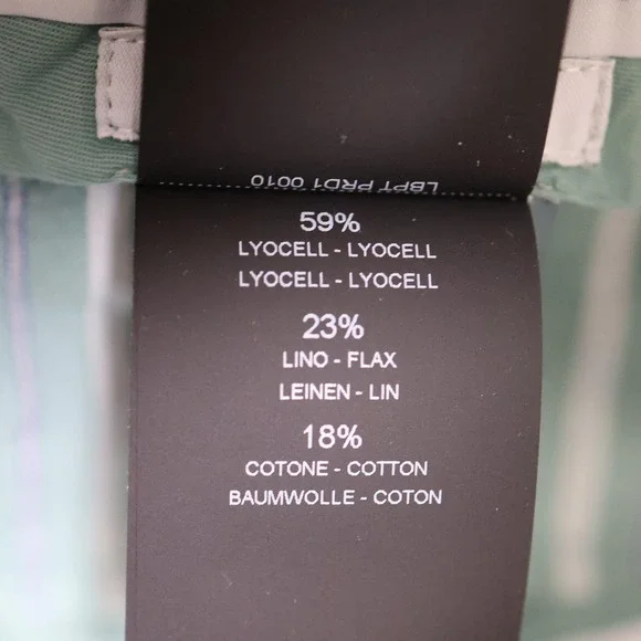 PT Torino Pants Mens 36x36 Green Slim Fit Cotton Linen Dress Casual Chinos